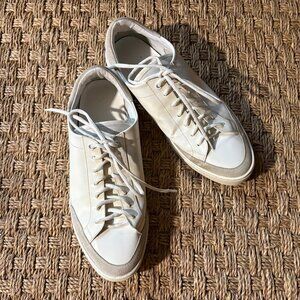 Burberry mens minimalis off-white & light taupe leather & suede lace-up sneakers
